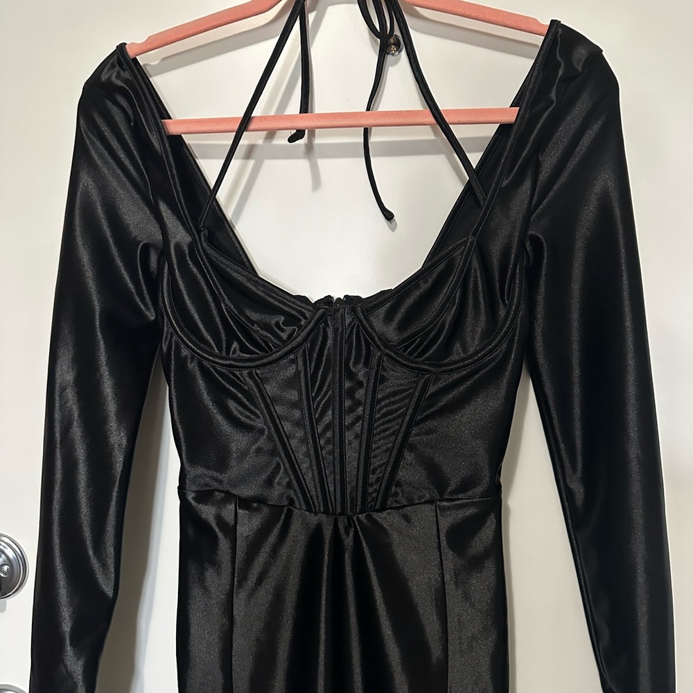 HouseofCB Black Faux Leather Dress - Picture 4 of 6